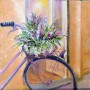 Картина Велосипед с корзиной цветов масло холст